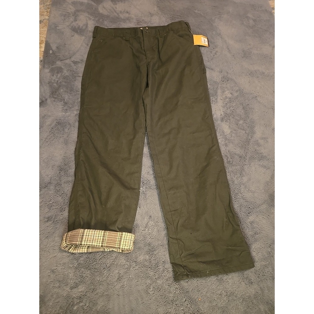NWT Blue Mountain Men's 38x34 Flannel Lined Canvas Utility Work Pants  Green